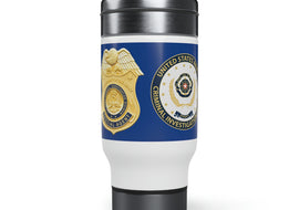 Army CID Badge and Seal - Stainless Steel Travel Mug with Handle, 14oz