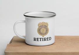 AFOSI Retired Badge and Shield - Enamel Camp Mug - White